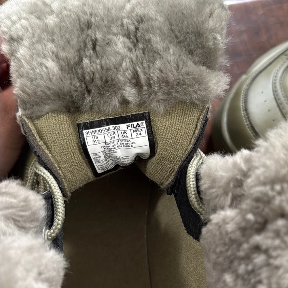 Fila Winter Boots w/Shearling Lining-Olive Green Women’s Size 5.5 3HM00558-300 - Picture 10 of 11